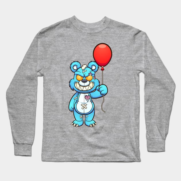 Evil Teddy bear with balloon Long Sleeve T-Shirt by memoangeles